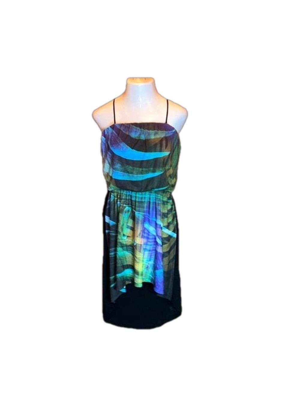 EXPRESS Vibrant Blues & Greens Hi-Low Sundress Size L
